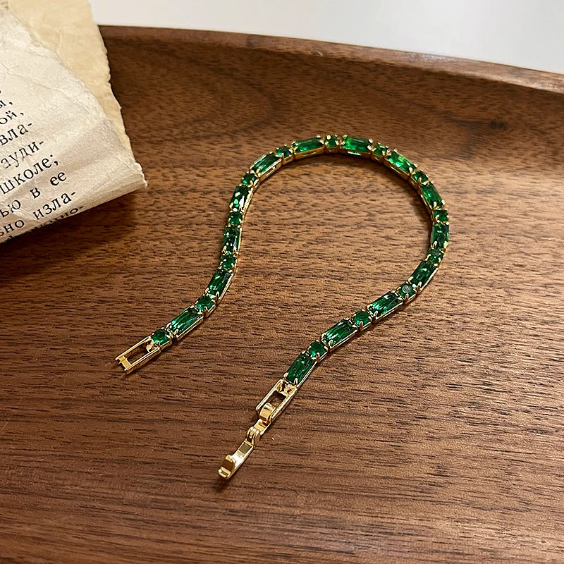 French Luxury Green Zircon Bracelet